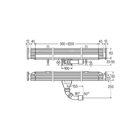 Odpływ prysznicowy prostokątny VIEGA 496810, 1200 x 113 x 85 mm, dł: 1200 mm, z syfonem