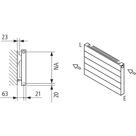 Grzejnik płytowy typ 11 KERMI HHN, z osłonami wym. 700 x 2400 mm, kolor biały, moc 2114 W