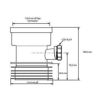 Łącznik kanalizacyjny 110mm z wyjściem 110mm i odejściem 40mm