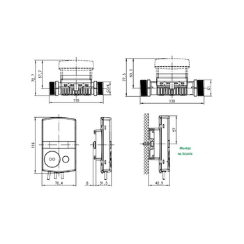 Ciepłomierz T230 qp 1,5 m3/h, M-Bus, redukcja 1/2"/M10 - zasilanie
