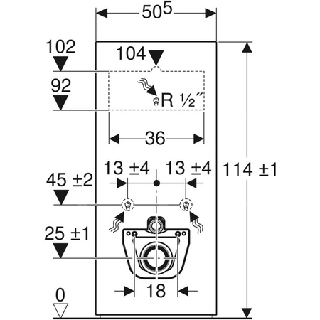 Moduł sanitarny do WC wiszącego GEBERIT Monolith, 1140 mm x 505 mm x 106 mm, regulacja wysokości, front: imitacja betonu, bok: czarny