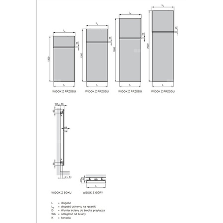 Grzejnik Zehnder Fina Lean Bar FIF-180-050, kolor biały (RAL 9016), typ złącza Code S034, konsole ścienne Fina