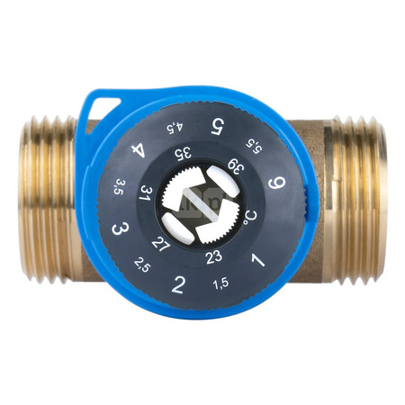 Zawór regulacyjny termostatyczny do wody ciepłej AFRISO ATM 561 ze śrubunkami mosiądz GZ 1'', DN 20, zakres temp. 20...43'C, Kvs 2.5m3/h, max. 90'C, max. 10bar