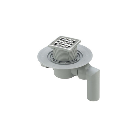Wpust VIEGA 49353 z 1 przyłączem DN 50, odpływ poziomy, kratka 100x100mm stal