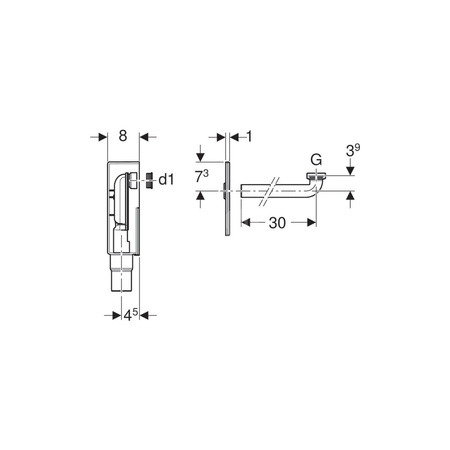 Zawór zestawu odpływowego Geberit z króćcem przelewowym, do umywalki: G=1 1/4''