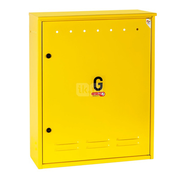 Skrzynka gazowa, 700x850x250, wolnostojąca, metalowa, ze skośnym daszkiem - żółta (na dwa gazomierze w pionie)