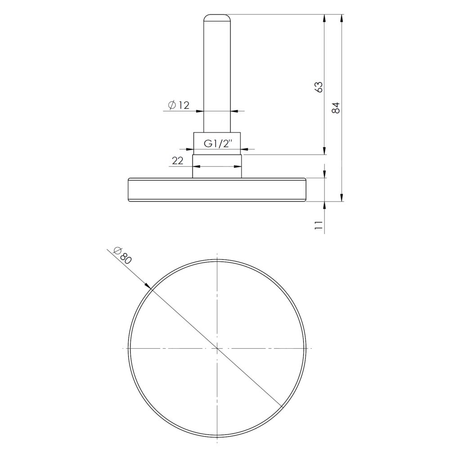 Termometr bimetaliczny AFRISO BiTh fi 80 mm -20…60'C tuleja 63 mm połączenie ax