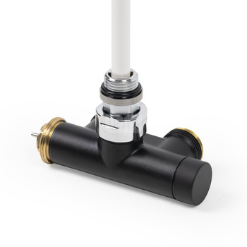 Zawór termostatyczny kątowy z rurką zanurzeniową 50 oś CYLINDER, Prawy, GZ 1/2"-GZ 3/4" , Czarny mat, V86210E9005SXmat