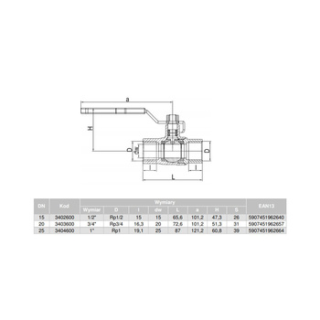 Kurek kulowy pełnoprzelotowy do gazu nikl z dźwig. Stal. (DSt) 4TECH (wersja N-N) 1/2