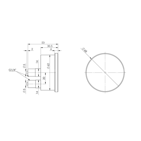 Ciśnieniomierz różnicowy AFRISO KP Dif D911 0/60 mbar mosiądz G1/4B aksjalne fi 63, kl. 1.6%