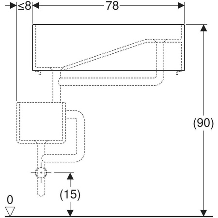 Gipsowy zlew Geberit Publica, górna część: 78x23.5x51.5cm,