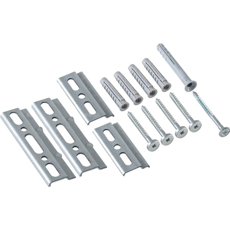 Zestaw montażowy Geberit (2 płytki ścienne, 4 kołki rozporowe, 4 śruby łączące do szafki bocznej + 1 kołek szybkiego montażu) 