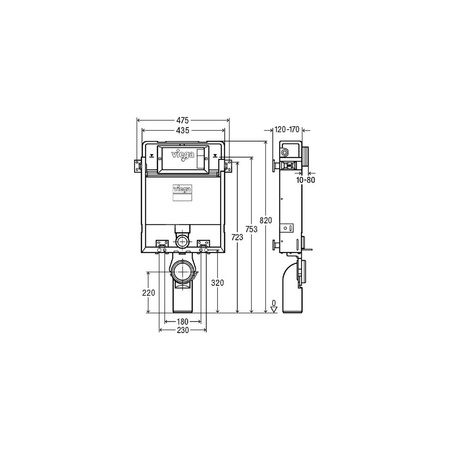 Prevista Pure-blok do WC przeznaczenie: do wbudowania i zabudowania, stal, nr wzoru 8516 H zab.: 820