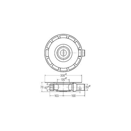 Wpust VIEGA 4938 z 1 przyłączem DN 50, odpływ pionowy, kratka 300x300mm