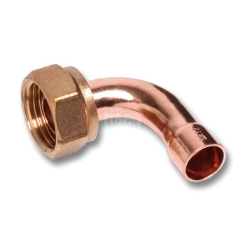 Łuk 90' SANHA 5002G dwuczęściowy, miedź, 14 mm x 1/2'' (lut wewnętrzny x nz)