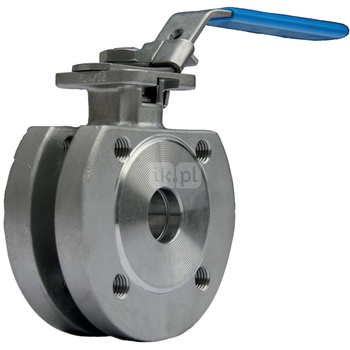 Typ HKW - zawór odcinający kulowy z napędem ręcznym, przyłącza: kołnierzowe, korpus dwuczęściowy, Pnom 4,0 MPa, tmax=100 st.C. DN 100