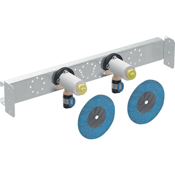 Kolanko przyłączeniowe Geberit FlowFit 90 st. wstępnie zamontowane, podwójne, proste: Materiał=Brąz bezołowiowy (CuSn4Zn2PS), d=16mm, Rp=1/2 ", L1=7.8cm, AD=15.3cm