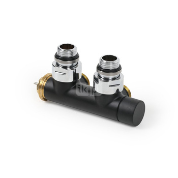 Zawór termostatyczny kątowy 50 oś CYLINDER, Prawy, GZ 1/2"-GZ 24-19, Czarny mat, V37100E9005SXmat