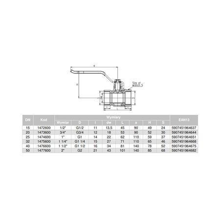 Zawór kulowy VALVEX Oro mosiądz niklowany, PN16 1/2'' GW, uchwyt: dźwignia