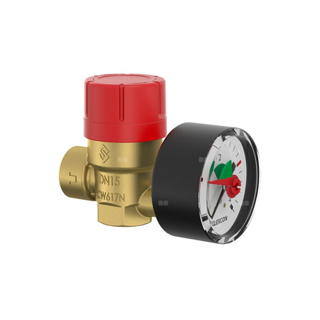 Zawór przelewowy kątowy (90') FLAMCO MEIBES Prescomano mosiądz PN 16, 2.5 bar GW 1/2'' x 3/4''