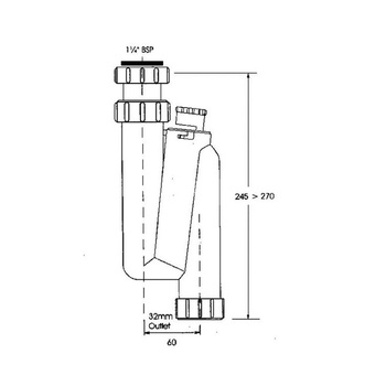 Syfon umywalkowy rurowy pionowy 11/4"x32mm z zaworem napowietrzającym bez spustu
