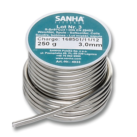 Drut lutowniczy SANHA 4933 fi 2.5 mm, 250 g