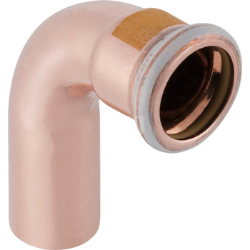 Kolano 90', do gazu GEBERIT Mapress Kupfer Gas jednokielichowe, Miedź x Miedź, 15mm x 15mm (Końcówka wciskowa x MZ)
