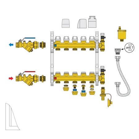 Zespół rozdzielaczy z zaworami odcinającymi i zaworami do regulacji natężenia przepływu O1" X 7 3/4"GZ