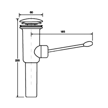Spust umywalkowy DEKORACYJNY 11/4"x60mm z dźwignią otwierającą i zamykającą CHROM