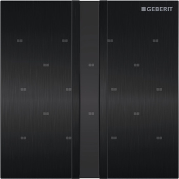 Elektroniczny zawór spłukujący Geberit do pisuaru, zasilanie 230V, Typ 50, chrom szczotk., czarny chrom, prostokątny