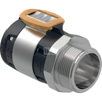 Złączka przejściowa GEBERIT FlowFit, stal crnimo 1.4401, 2'' x 63 mm (GZ x łącznik zaprasowywany)