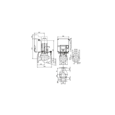 Pompa obiegowa WILO Stratos GIGA 2.0-I 65/1-37/4,0-R1-S1 typu in-line z silnikiem znormalizowanym 50/60 Hz, moc silnika 3.9kW 6.7 A 4620 obr/min, wlot Kołnierz DN 65