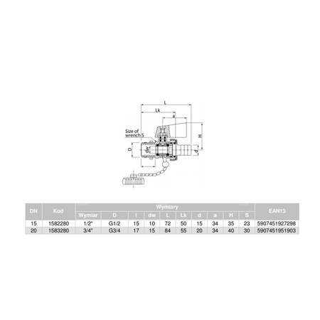 Zawór kulowy VALVEX Omni mosiądz niklowany, PN10 3/4'' GZ x złączka do węża, uchwyt: dźwignia