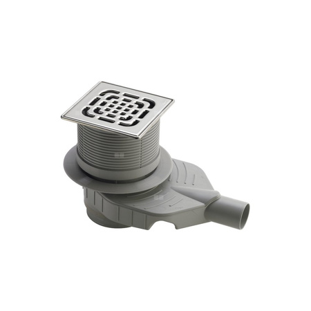 Wpust VIEGA 491411 z 1 przyłączem DN 50, odpływ pionowy, kratka 150x150mm stal