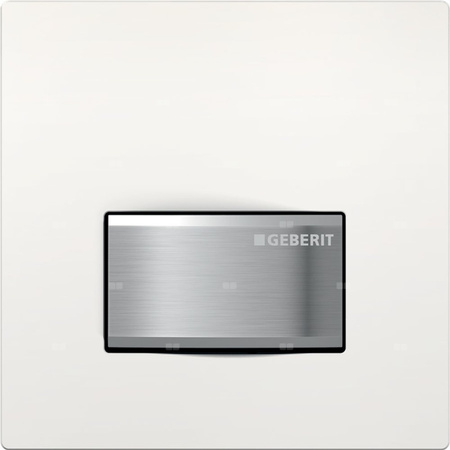 Przycisk uruchamiający Geberit typ 50 do systemu spłukiwania pisuarów z pneumatycznym uruchamianiem spłukiwania, kwadratowy: 13x13x1.1cm, Biały-alpin, Materiał=Cynkowy odlew ciśnieniowy / tworzywo sztuczne