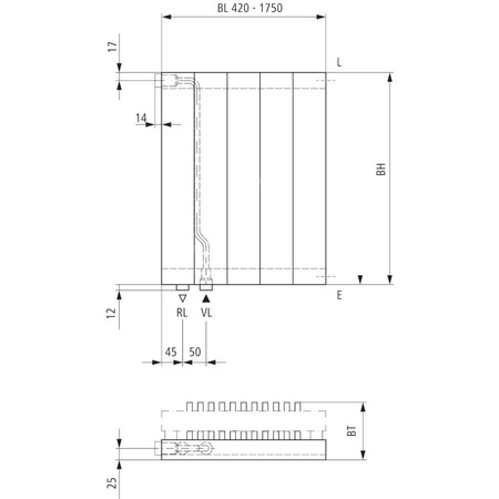 Grzejnik płytowy typ 10 KERMI V-HVV wym. 2000 x 490 mm, kolor biały, moc 932 W