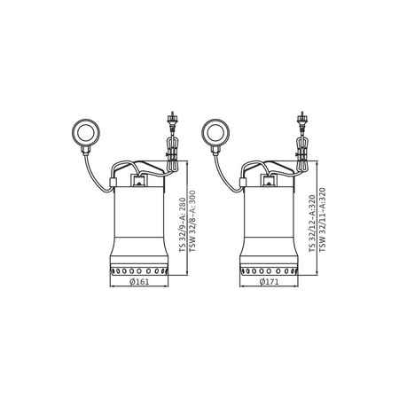 Pompa zanurzeniowa do ścieków WILO Drain TS/TSW 32/9A stal nierdzewna 1x 230V, moc 0.5W 50 Hz, przewód 10m