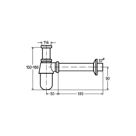 Syfon butelkowy 1 1/4 x 1 1/4 mosiądz / czarny matowy