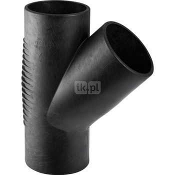 Trójnik GEBERIT Silent-db20 45' PE 110 mm x 90 mm x 110 mm (króciec z tworzywa sztucznego do spawania/zgrzewania x króciec z tworzywa sztucznego do spawania/zgrzewania x króciec z tworzywa sztucznego do spawania/zgrzewania), kolor czarny
