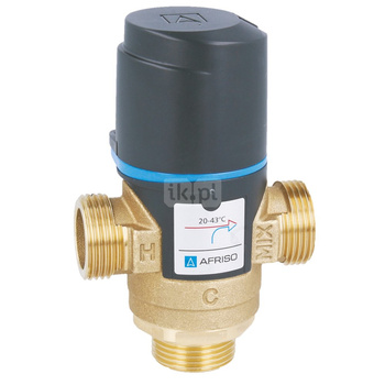 Zawór regulacyjny termostatyczny do wody ciepłej AFRISO ATM 341 mosiądz GZ 3/4'', DN 15, zakres temp. 20...43'C, Kvs 1.6m3/h, max. 90'C, max. 10bar