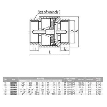 Zawór zwrotny ze sprężyną TIGER mosiężny 1/2