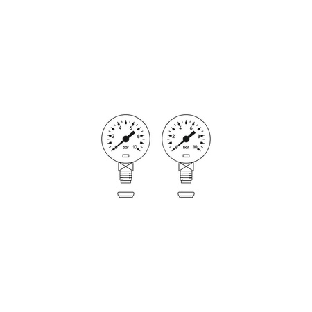 Dwa manometry z uszczelką dla wszystkich wielkości, DN6, 1/8