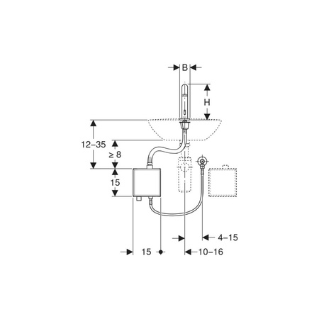 Elementy mocujące Geberit do baterii umywalkowych Piave i Brenta, montaż stojący