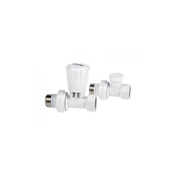 Zestaw przyłączeniowy grzejnikowy dwururowy VALVEX Activ Plus 1/2'' x 1/2'', zawór prosty biały
