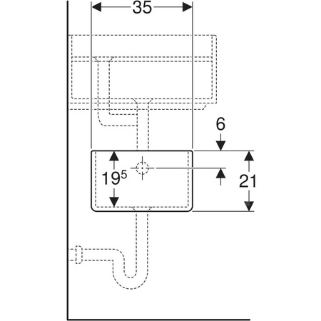 Gipsowy zlew Geberit Publica, dolna część: 25x21x35cm,