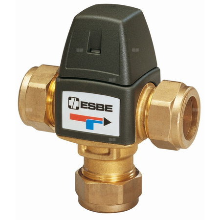 Zawór regulacyjny termostatyczny do wody ciepłej ESBE VTA323 20-1,5 CPF22 mosiądz pierścień zaciskowy, DN 20, zakres temp. 20-43'C, Kvs 1.5 m3/h