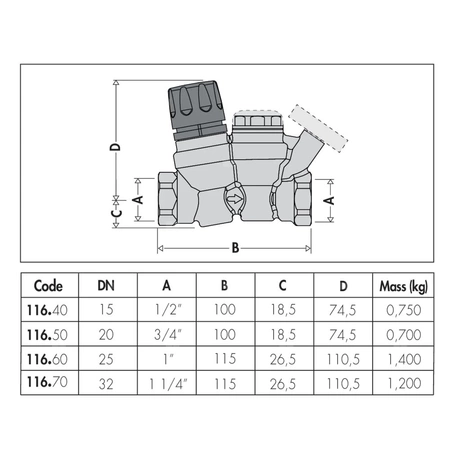 Termostatyczny zawór do cyrkulacji c.w.u. 3/4"