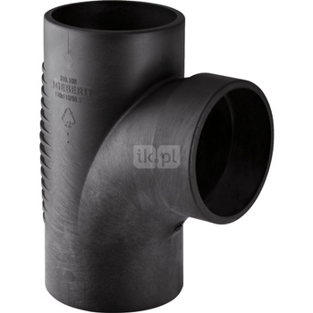 Trójnik GEBERIT Silent-db20 88.5' PE 110 mm x DN 90 x 90 mm x 110 mm (króciec z tworzywa sztucznego do spawania/zgrzewania x króciec z tworzywa sztucznego do spawania/zgrzewania x króciec z tworzywa sztucznego do spawania/zgrzewania), kolor czarny