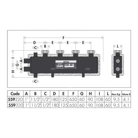 SEPCOLL 2 Rozdzielacz ze sprzęgłem hydraulicznym do instalacji grzewczych i chłodniczych, 125 mm