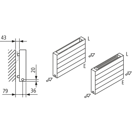 Ściana grzewcza Kermi Heizwand HHN Typ20 BH840x72x800mm QN1042, weiß, 6bar, o. Abd, AB 12